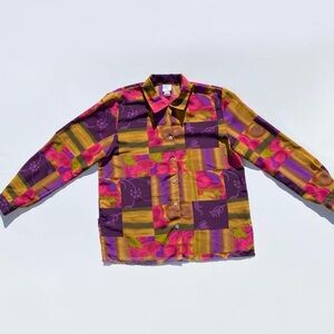 Vintage 80s Ship n' Shore colorful long sleeve button up blouse Women's Medium